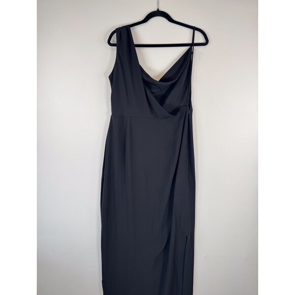 Amanda Uprichard Womens Dress Black Maxi One Shoulder A Line Party Evening Large - Picture 10 of 13